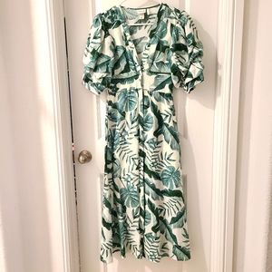 Johanna Ortiz x H&M Linen Blend Green Palm Leaf Dress